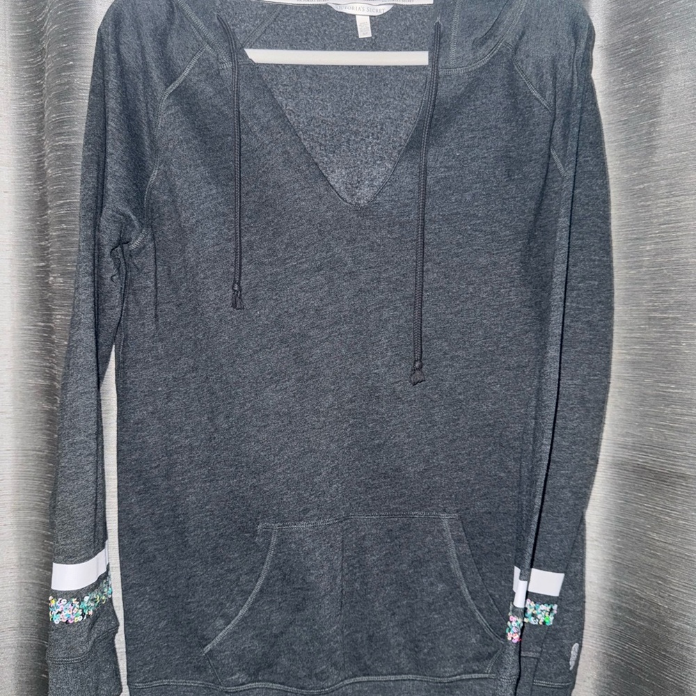 Women's Gray Hoodie with Floral Accents